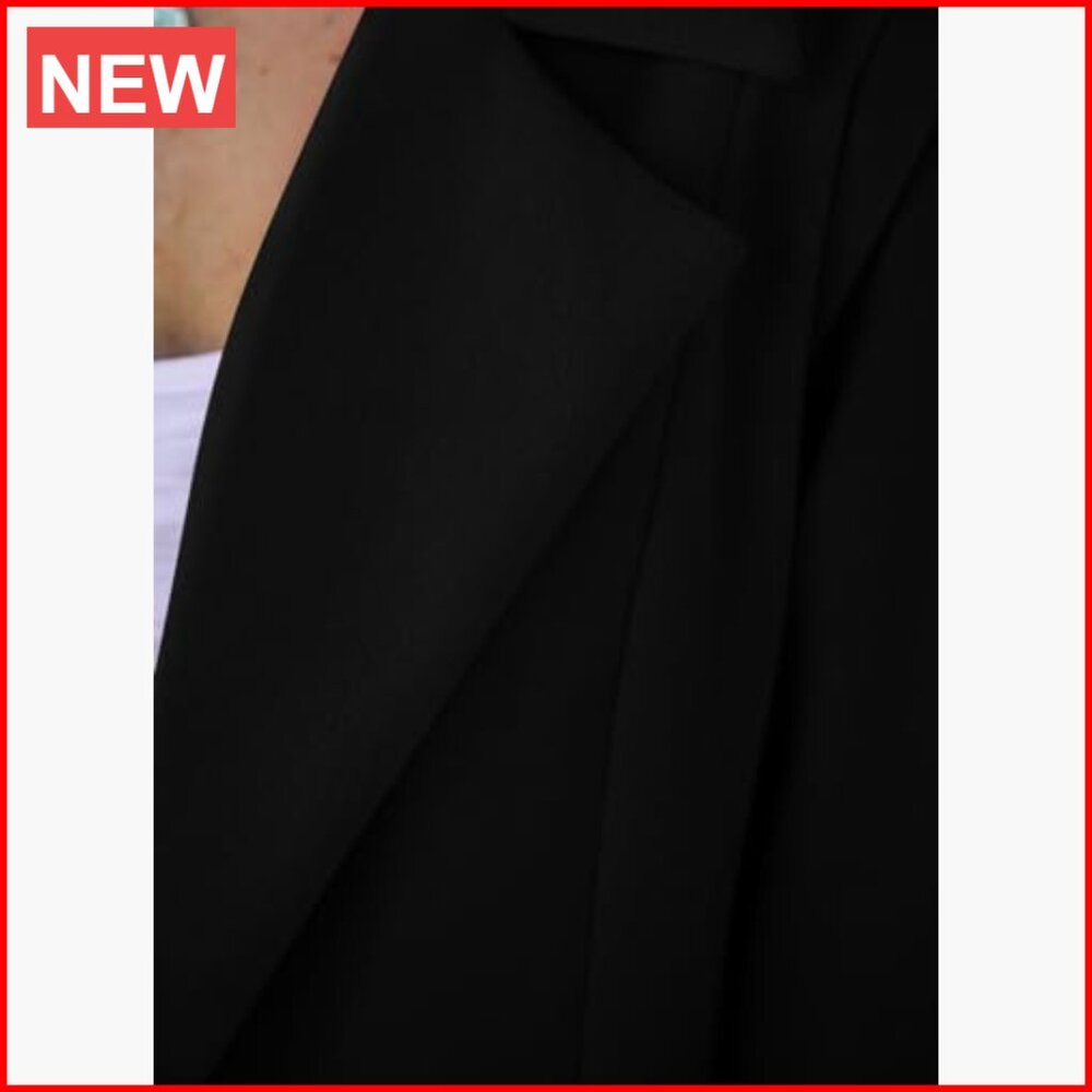 Polyester Blend Long Blazer Jacket With Padded Sh… - image 4